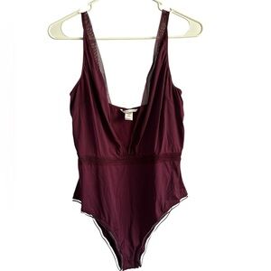 Victoria's Secret Burgundy plunging neckline lingerie • Used • Size: Large